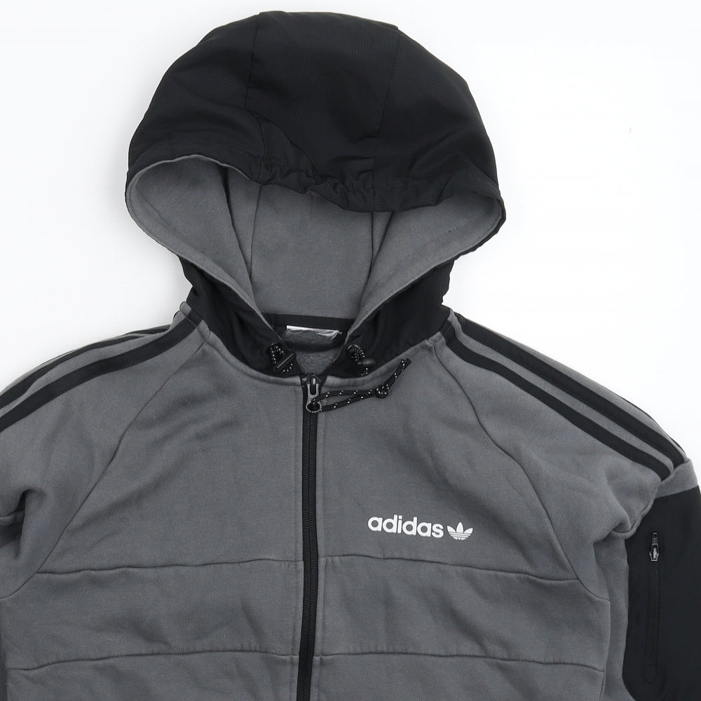 adidas Mens Grey   Full Zip Hoodie Size XS