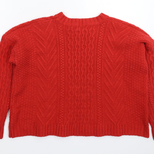 Daphnea Womens Red  Knit Pullover Jumper Size M