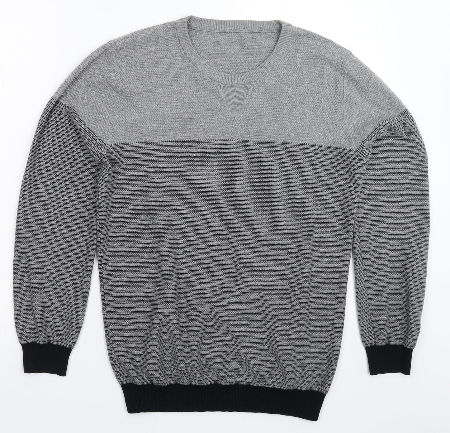 George Boys Grey Striped  Pullover Jumper Size 13-14 Years