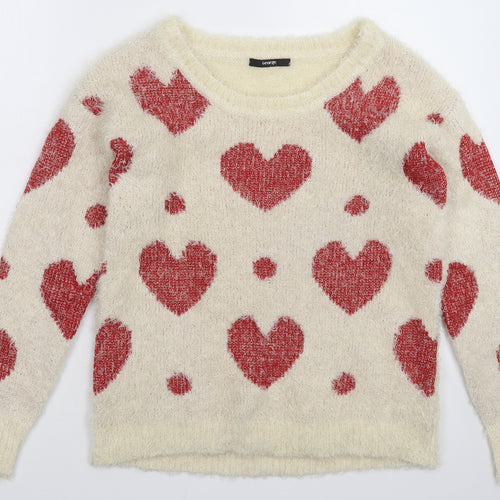 George Womens White  Knit Pullover Jumper Size 10