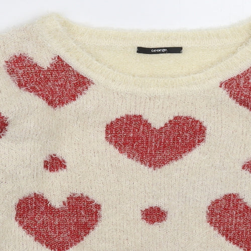 George Womens White  Knit Pullover Jumper Size 10