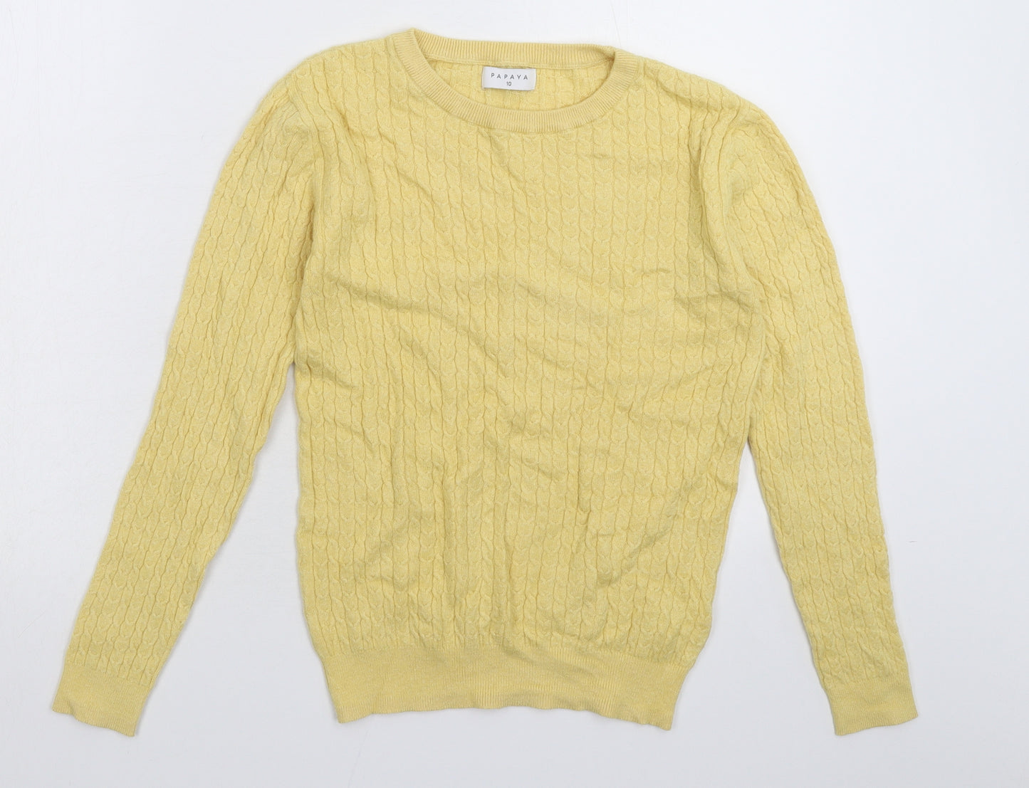 Papaya Womens Yellow  Knit Pullover Jumper Size 10