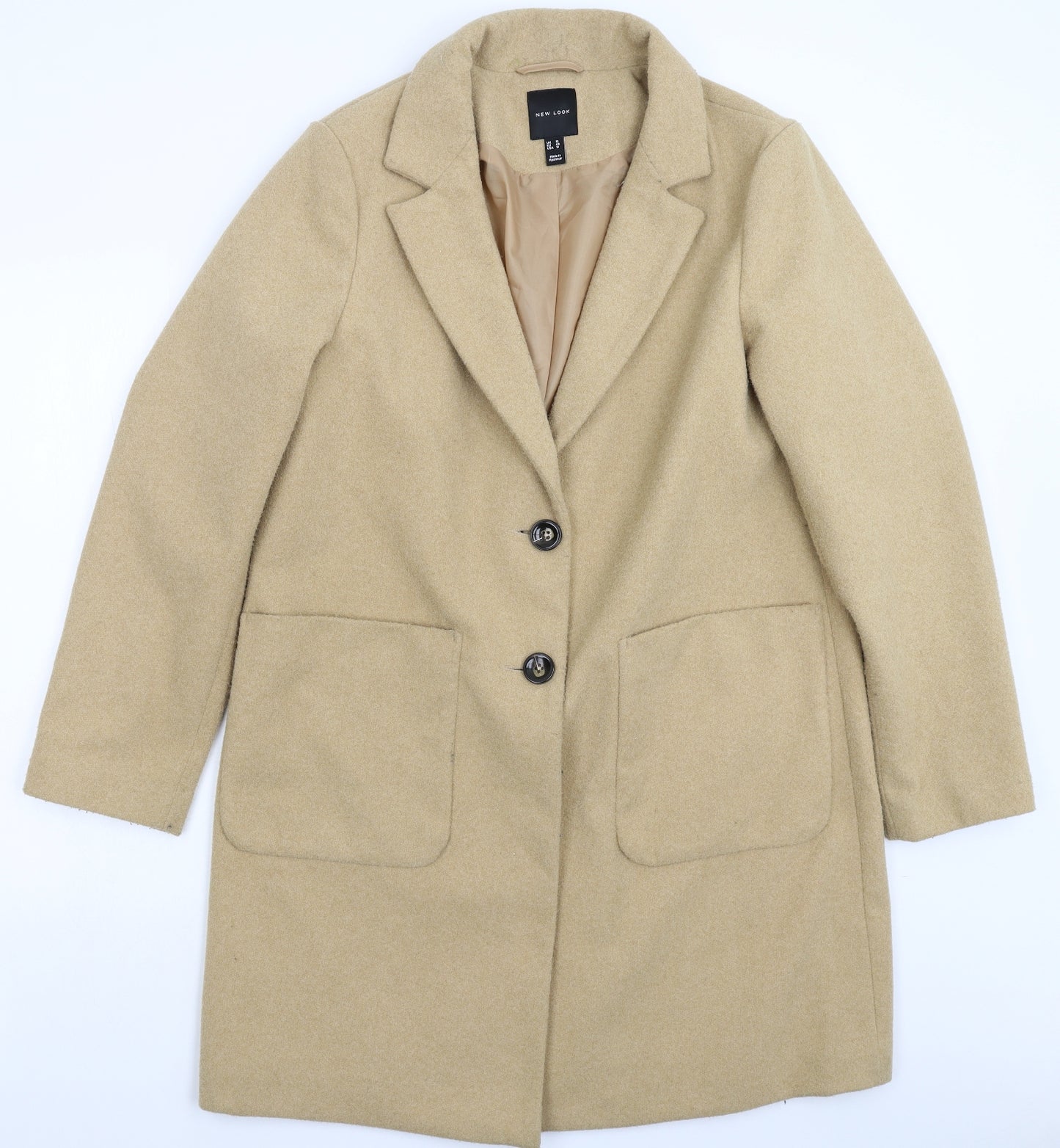 New Look Womens Beige   Overcoat Coat Size 16