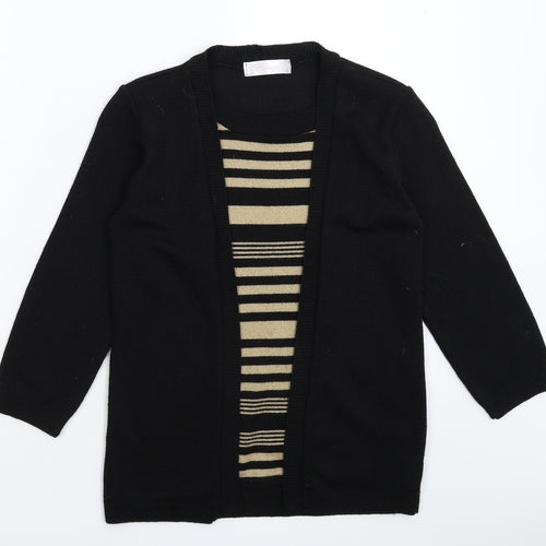 Fabrizio Womens Black Striped Knit Pullover Jumper Size S