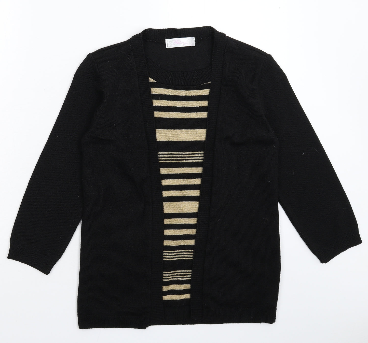 Fabrizio Womens Black Striped Knit Pullover Jumper Size S