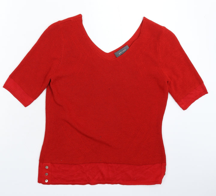 Per Una Womens Red Knit Pullover Jumper Size 12