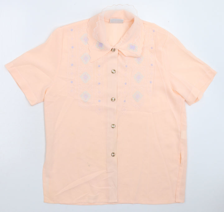 Rosy Womens Pink Geometric  Basic Button-Up Size 16