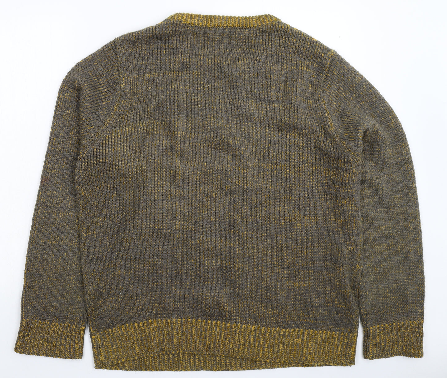 Brave Soul Mens Grey Geometric Knit Pullover Jumper Size XL