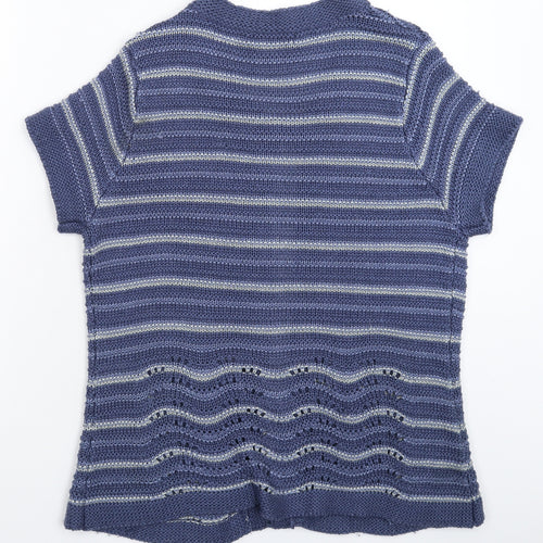 Anna Rose Womens Blue Striped Knit Cardigan Jumper Size L