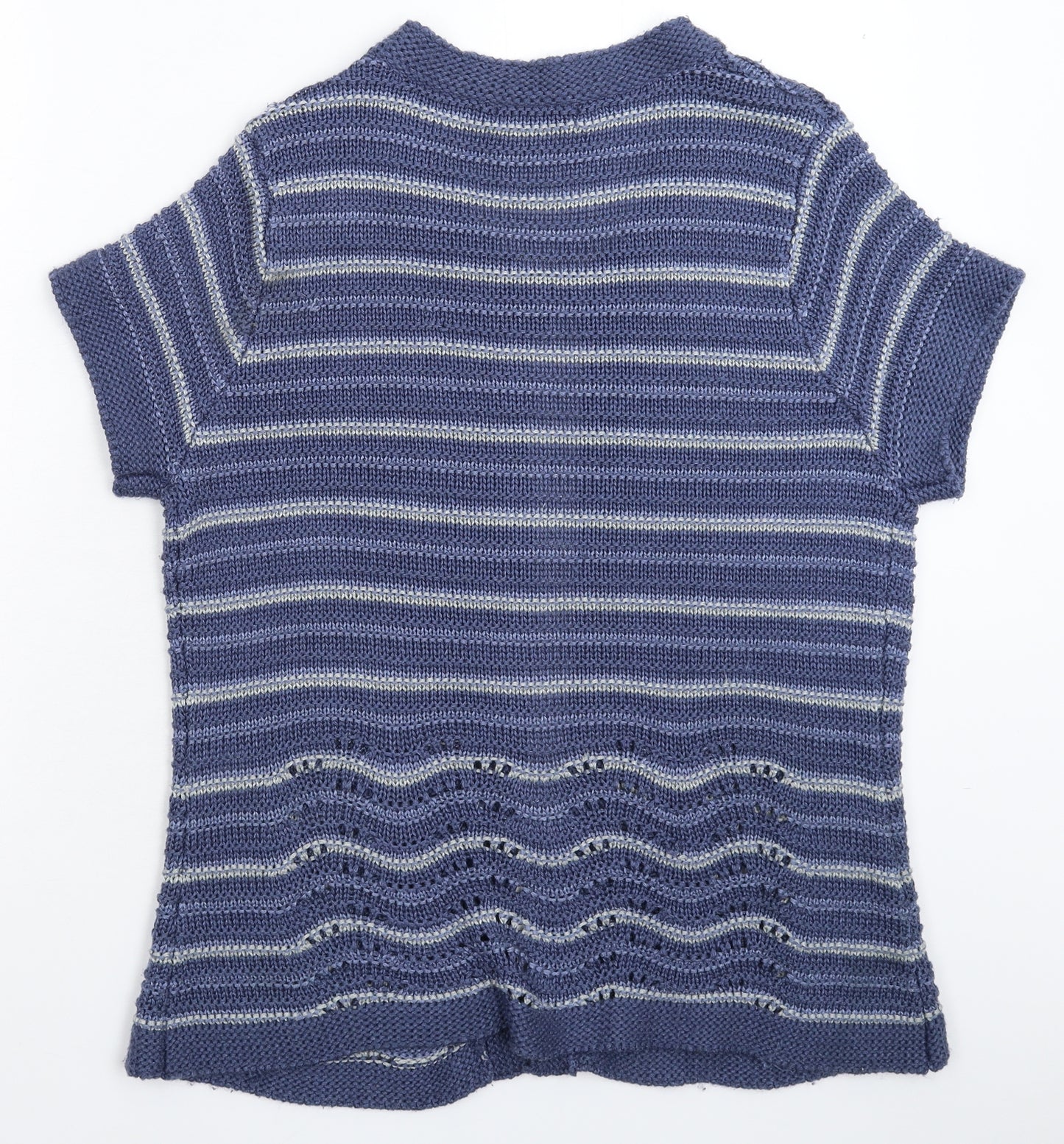 Anna Rose Womens Blue Striped Knit Cardigan Jumper Size L