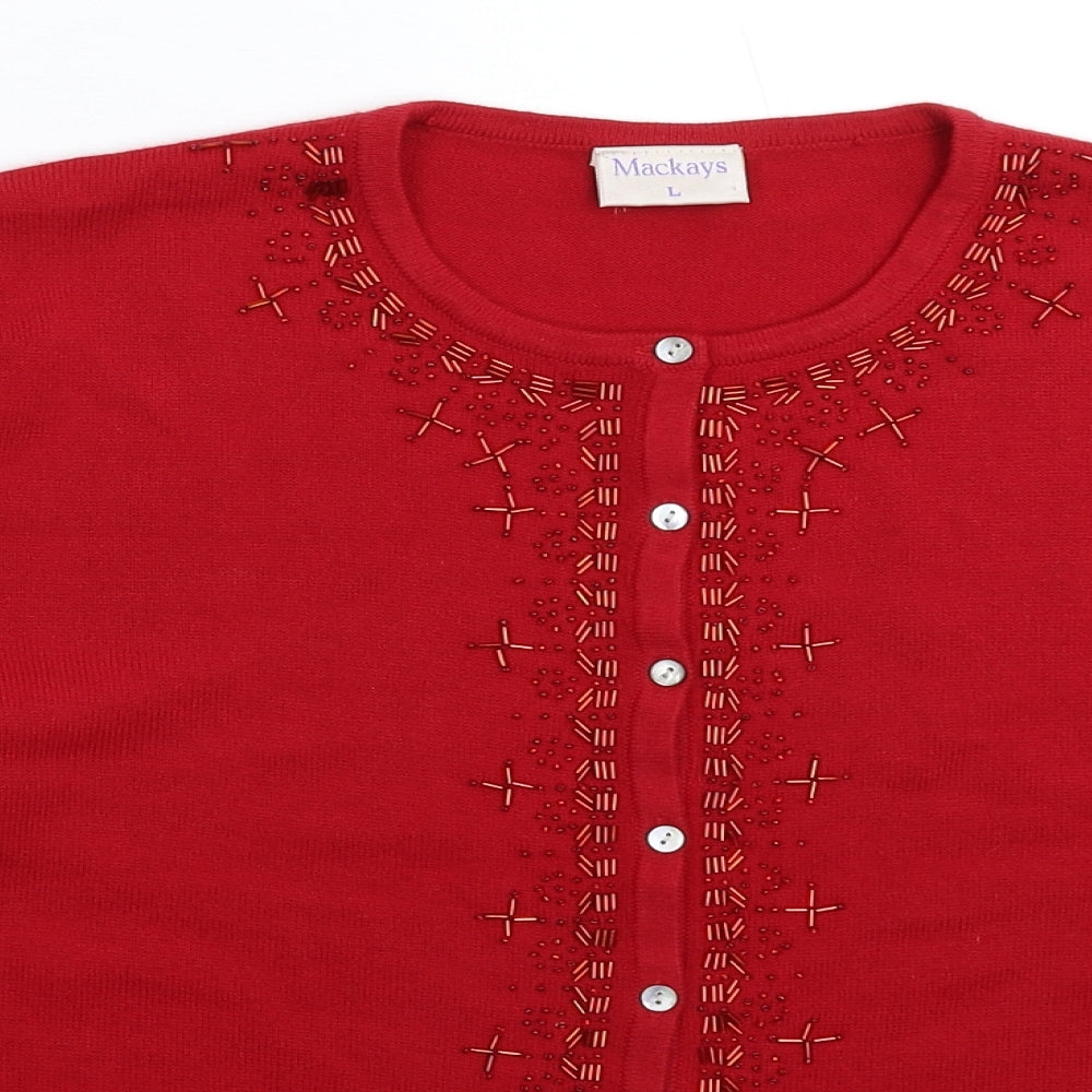 Mackays Womens Red  Knit Cardigan Jumper Size L