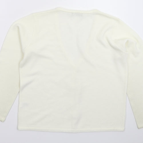 BM Womens White  Knit Cardigan Jumper Size S