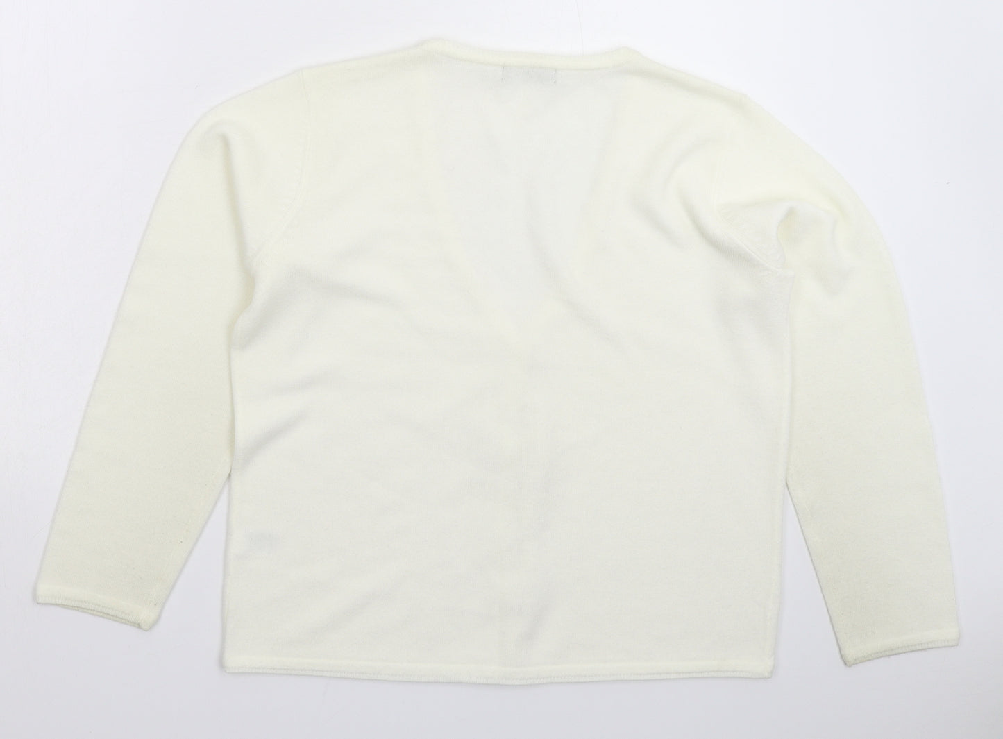 BM Womens White  Knit Cardigan Jumper Size S
