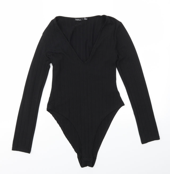 Boohoo Womens Black Bodysuit One-Piece Size 8