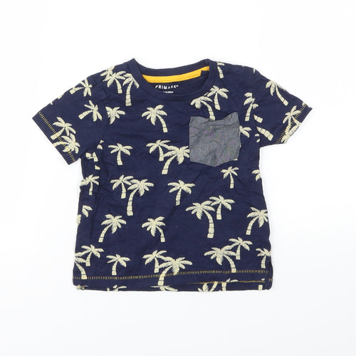 Primark Boys Blue Floral  Basic T-Shirt Size 9-12 Months