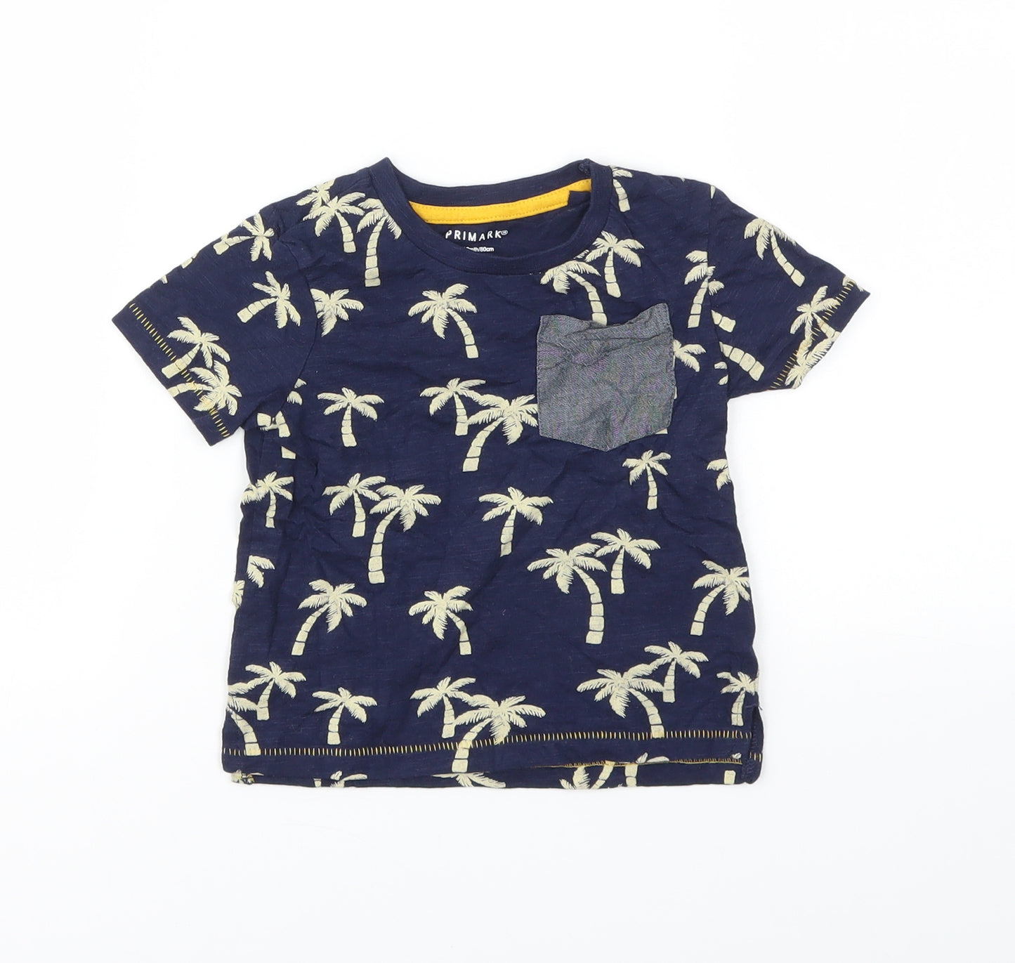Primark Boys Blue Floral  Basic T-Shirt Size 9-12 Months