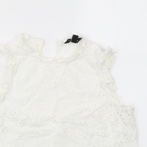 New Look Womens White Floral  Basic T-Shirt Size 12