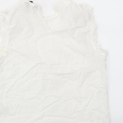 New Look Womens White Floral  Basic T-Shirt Size 12