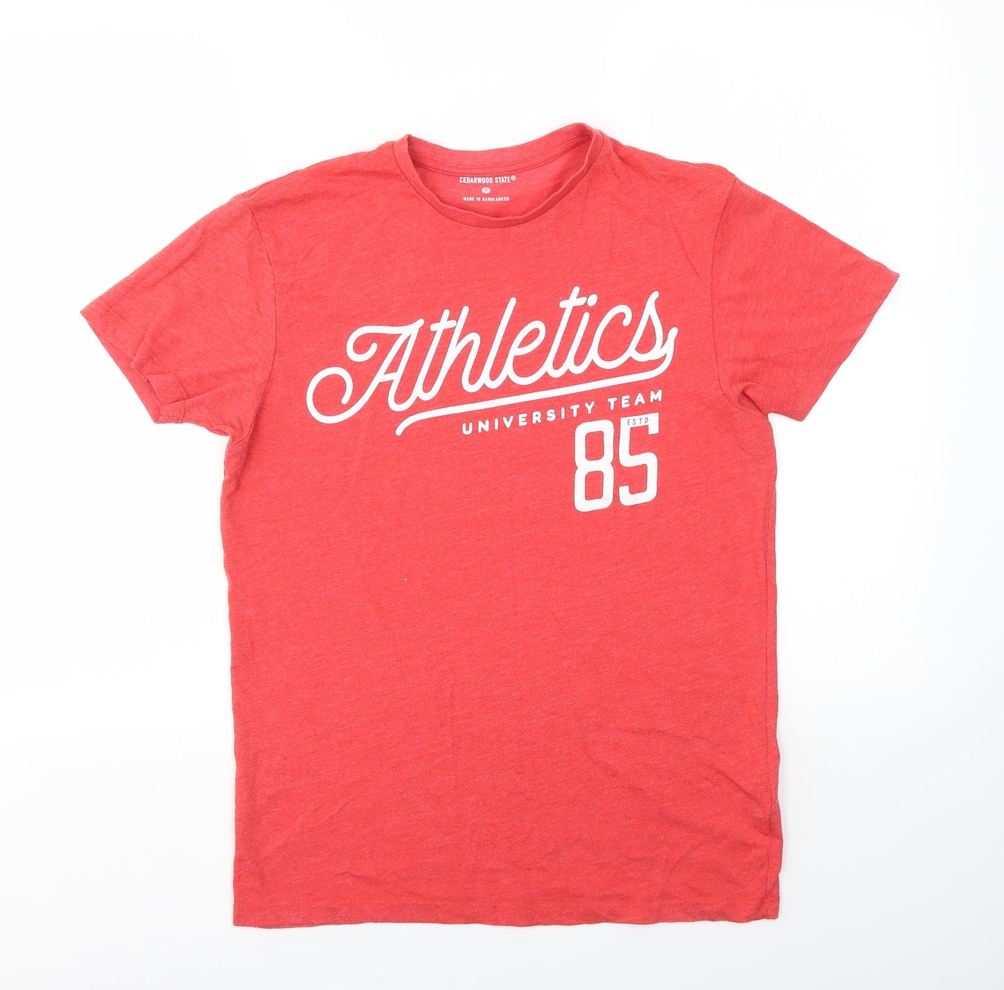 Cedar Wood State Mens Red    T-Shirt Size S
