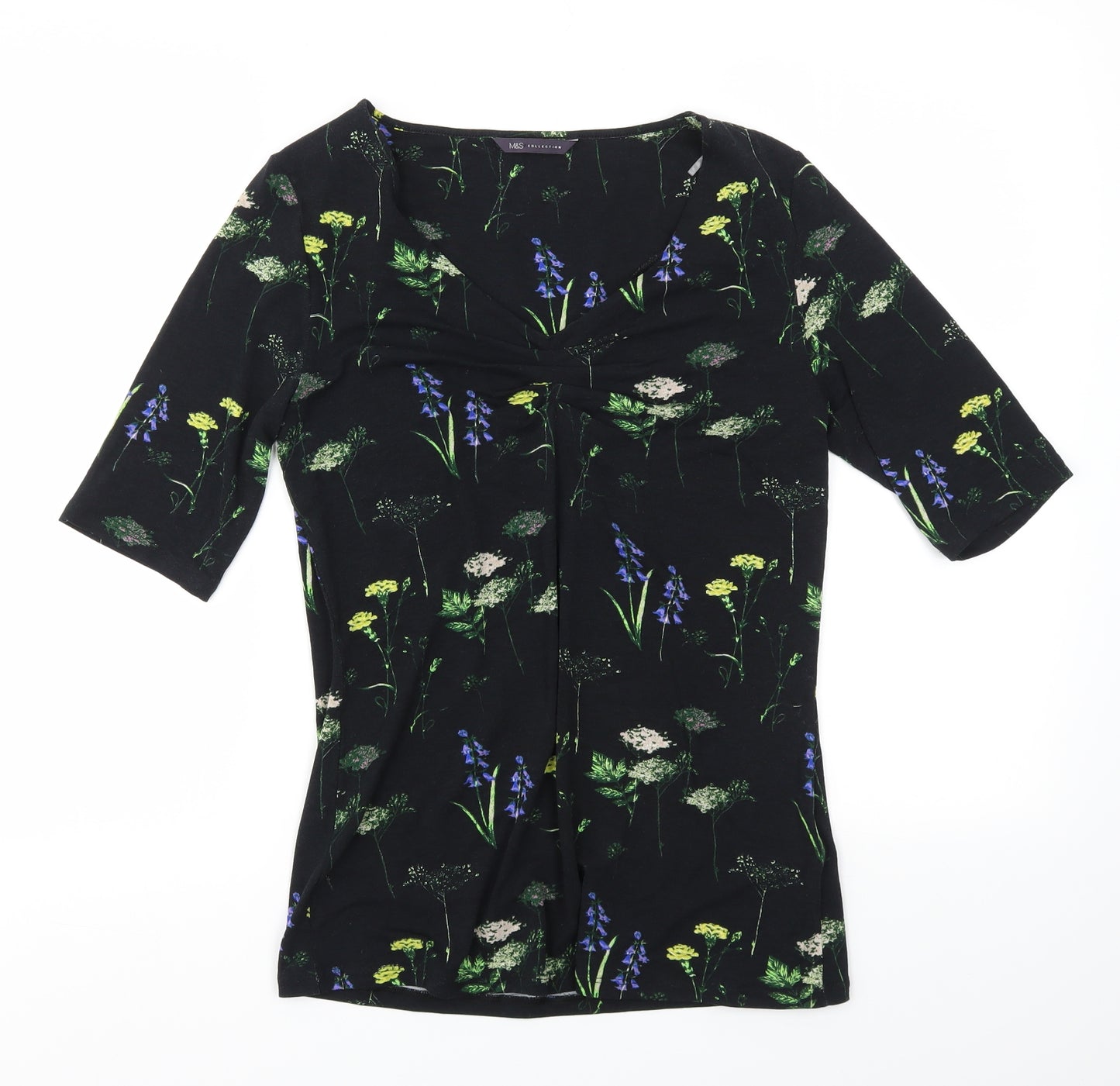 M&S Womens Multicoloured Floral  Basic T-Shirt Size 10