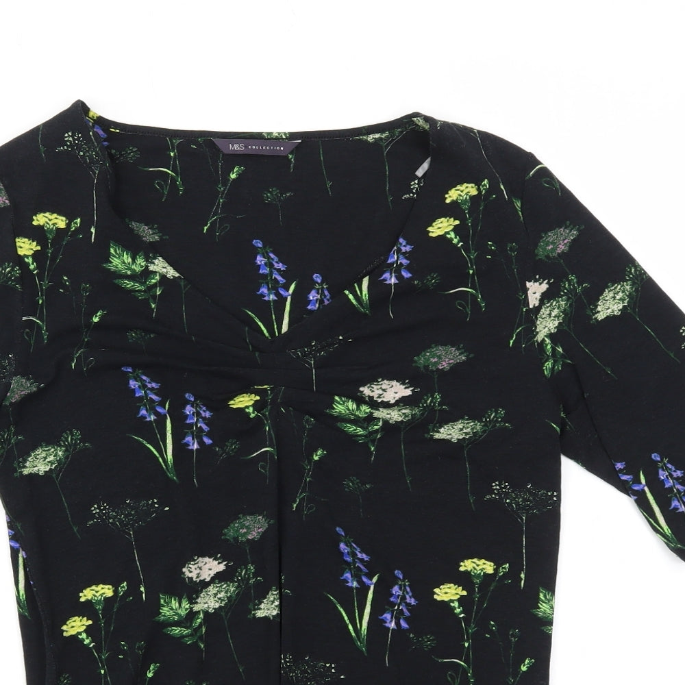 M&S Womens Multicoloured Floral  Basic T-Shirt Size 10