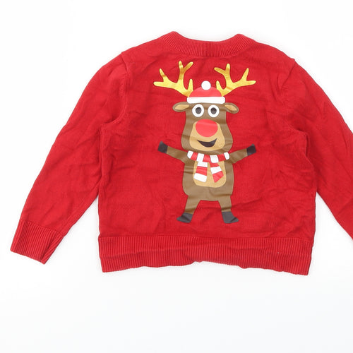 H&M Girls Red   Pullover Jumper Size 2 Years