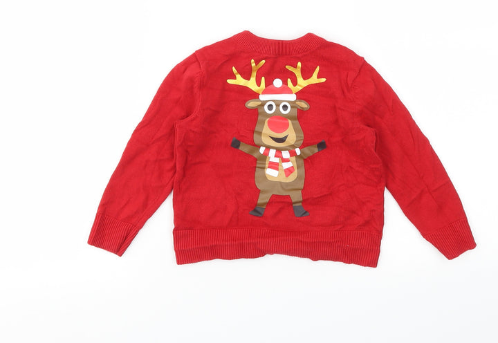 H&M Girls Red   Pullover Jumper Size 2 Years