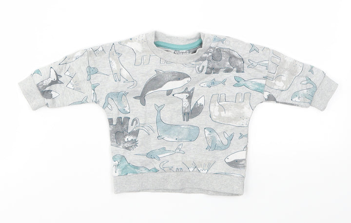 Nutmeg Boys Multicoloured Animal Print Pullover Jumper Size 0-3 Months