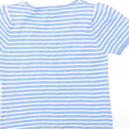 Sky Womens Blue Striped  Cardigan Jumper Size L