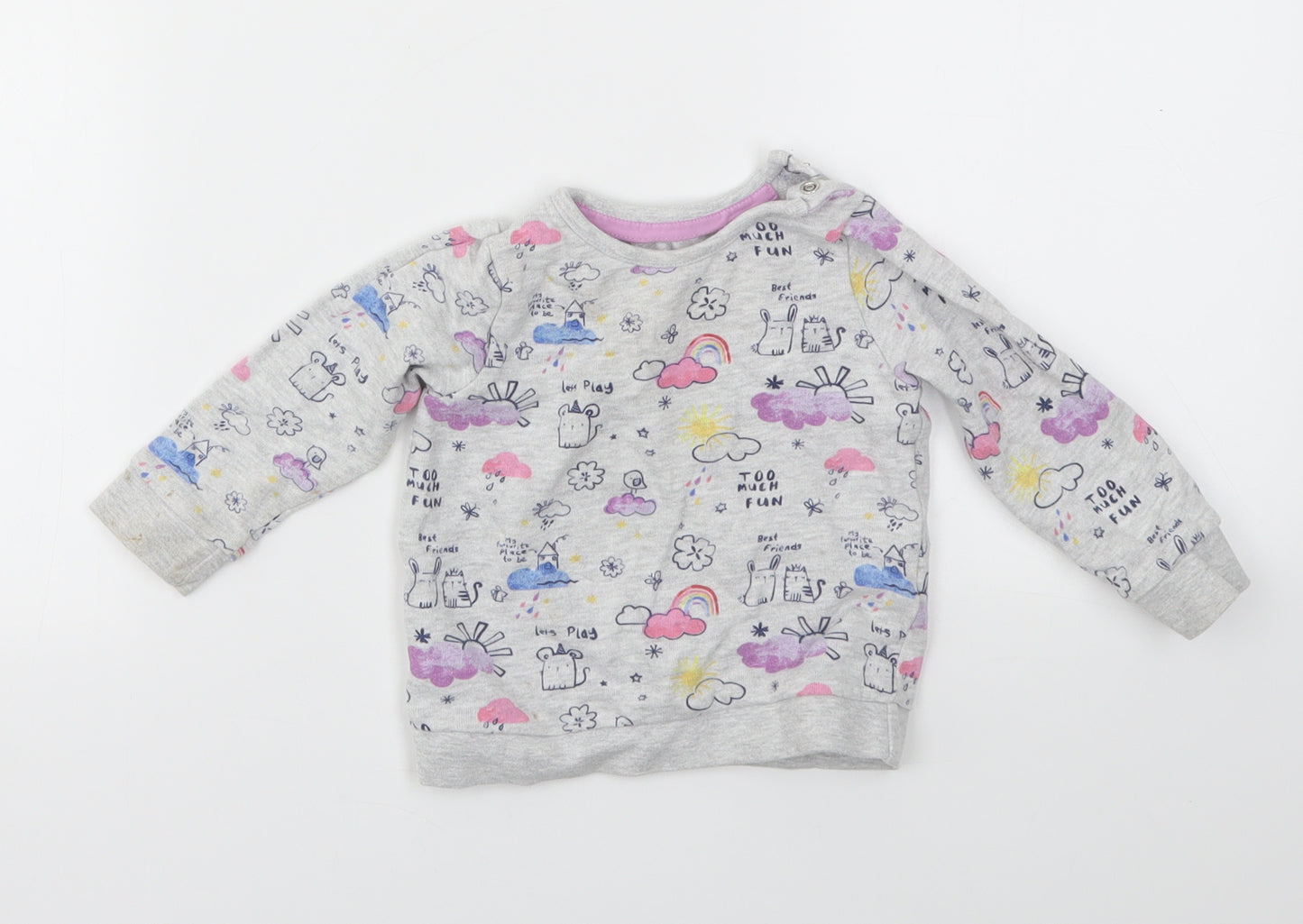 F&F Girls Multicoloured Geometric  Pullover Jumper Size 6-9 Months