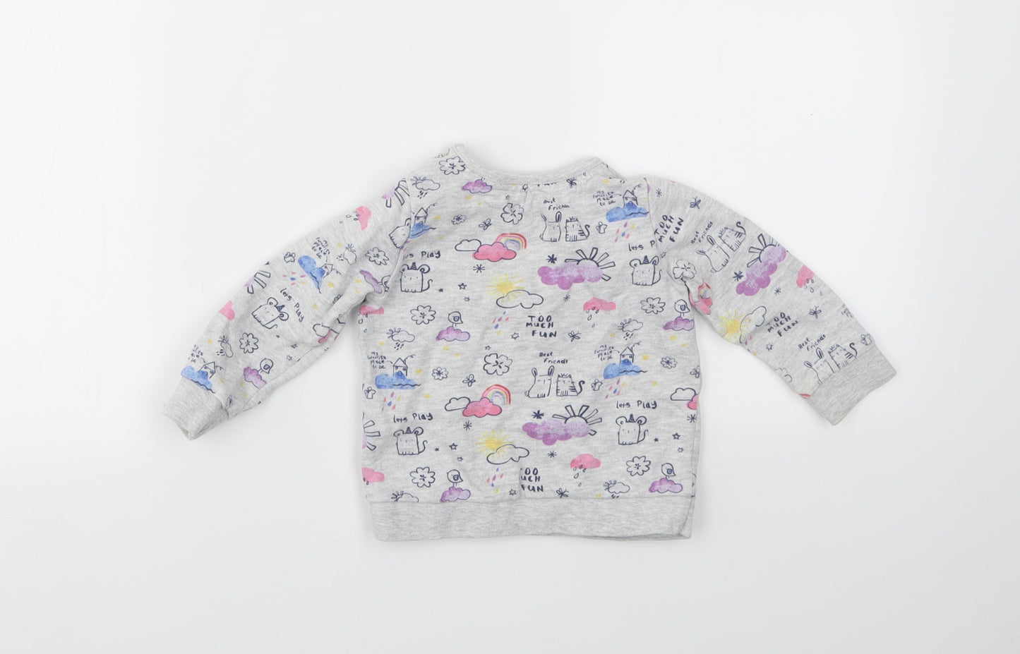 F&F Girls Multicoloured Geometric  Pullover Jumper Size 6-9 Months