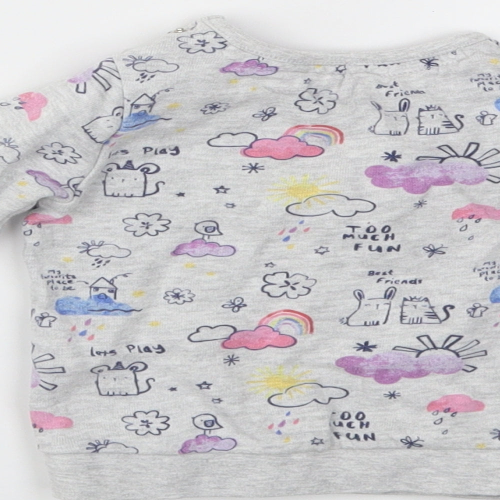 F&F Girls Multicoloured Geometric  Pullover Jumper Size 6-9 Months