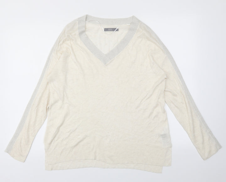 b.young Womens Ivory Basic T-Shirt Size L