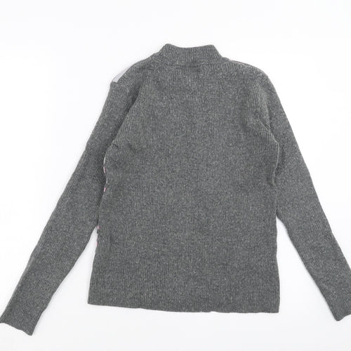 AFIBEL Womens Grey Striped Knit Pullover Jumper Size 10