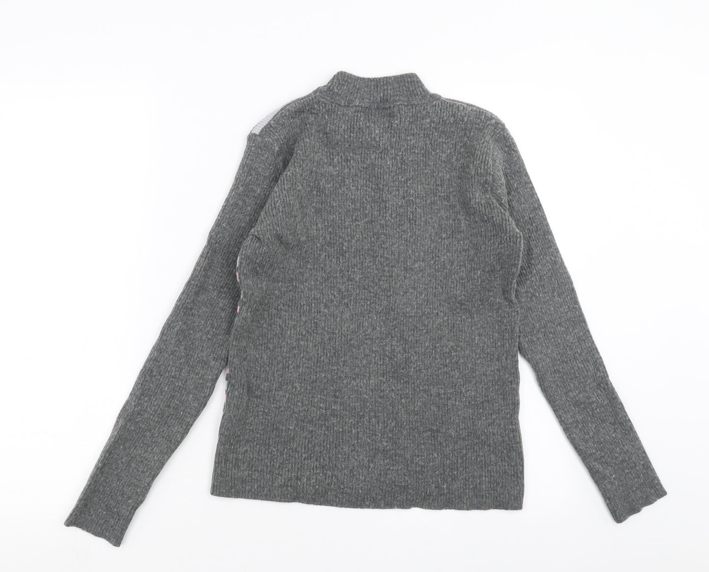 AFIBEL Womens Grey Striped Knit Pullover Jumper Size 10