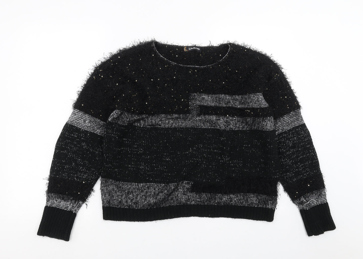 Kaleidoscope Womens Black  Knit Pullover Jumper Size 16  - sequins
