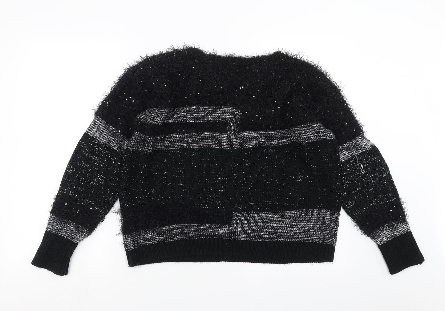Kaleidoscope Womens Black  Knit Pullover Jumper Size 16  - sequins