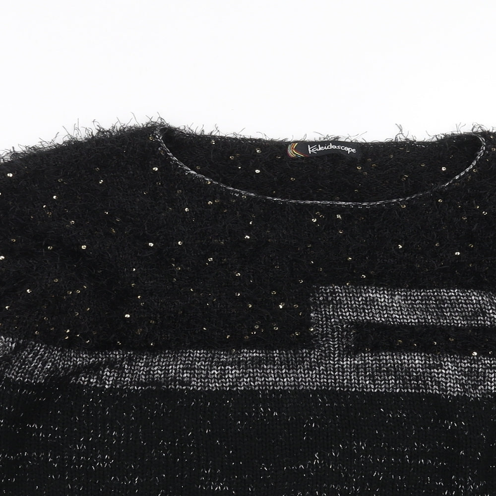 Kaleidoscope Womens Black  Knit Pullover Jumper Size 16  - sequins
