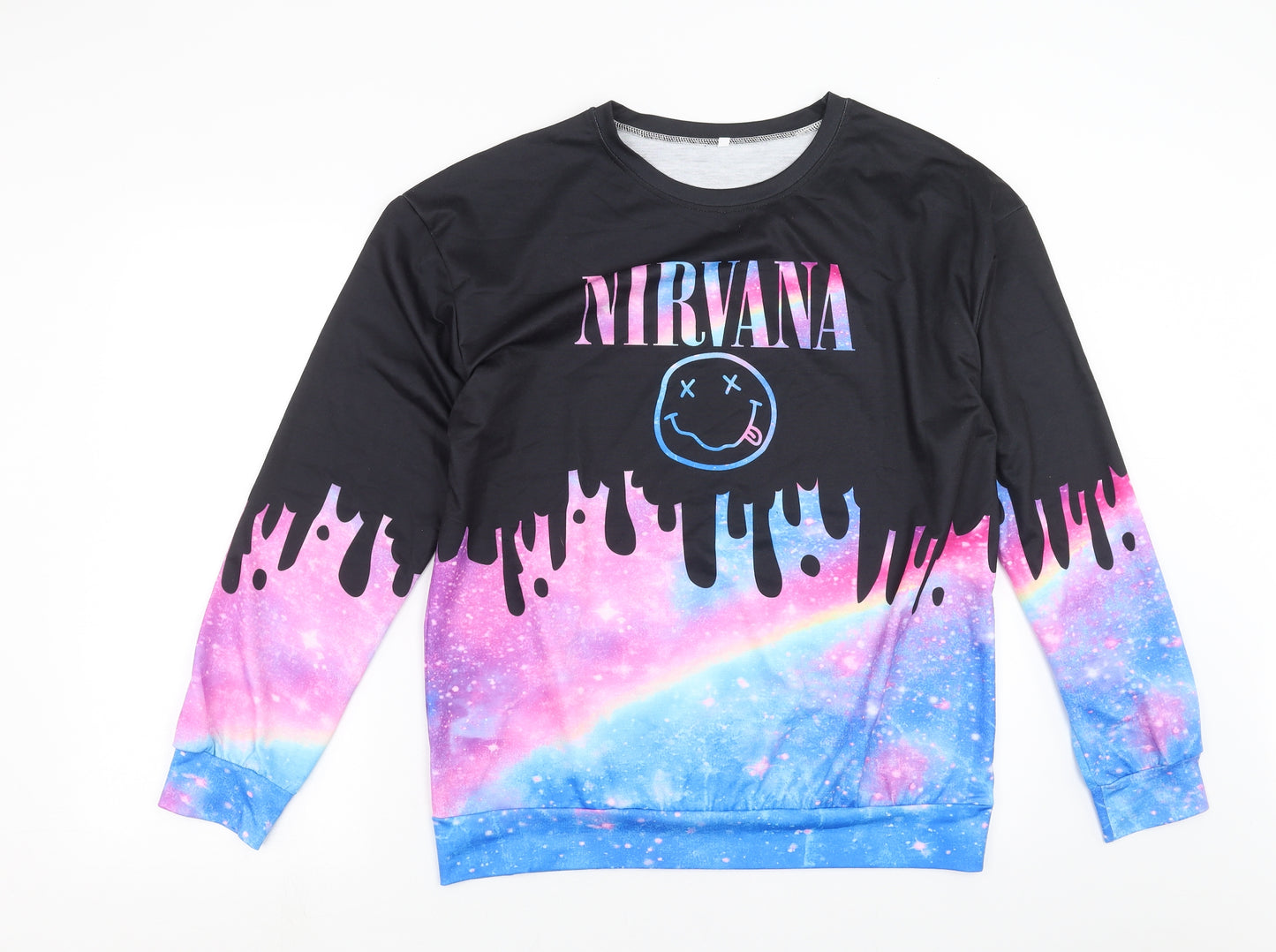 Preworn Mens Multicoloured   Pullover Sweatshirt Size M  - Nirvana
