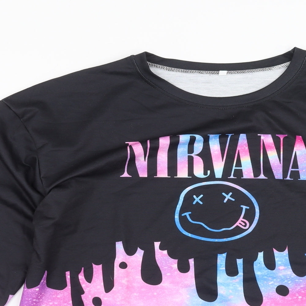 Preworn Mens Multicoloured   Pullover Sweatshirt Size M  - Nirvana