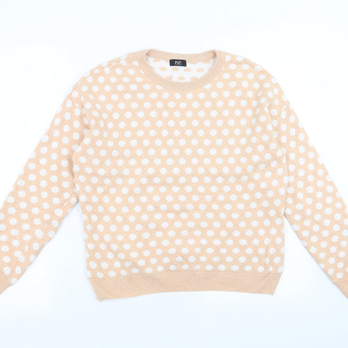 F&F Womens Pink Polka Dot Knit Pullover Jumper Size 8