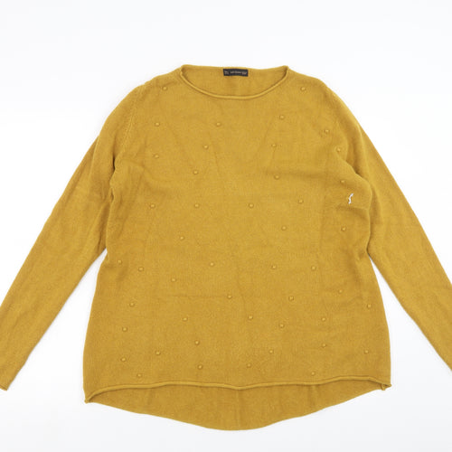 SMF Womens Yellow  Knit Pullover Jumper Size 14  - dotted pattern