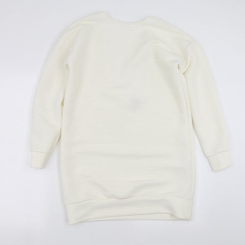 ASOS Womens White Striped  Pullover Sweatshirt Size 8  - Scoop Back