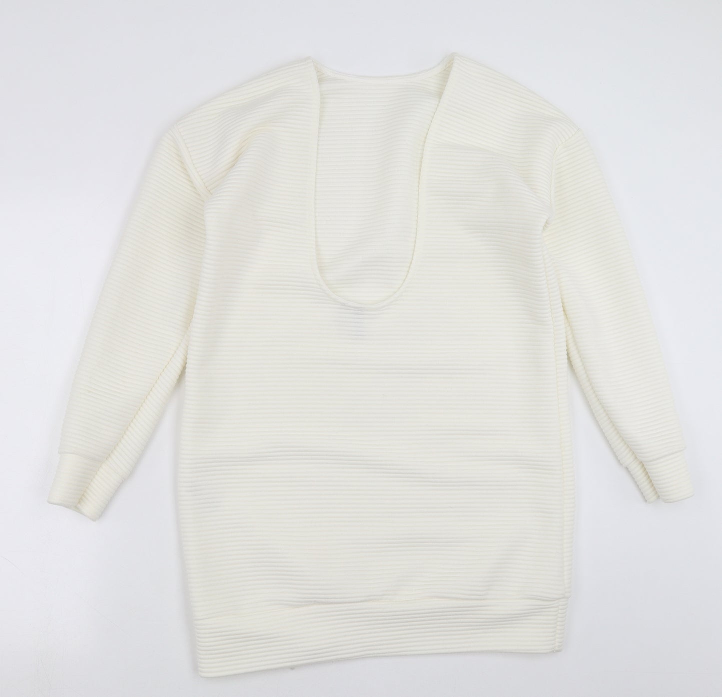 ASOS Womens White Striped  Pullover Sweatshirt Size 8  - Scoop Back