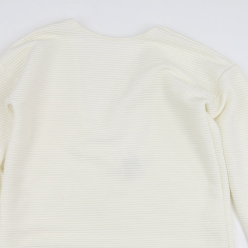 ASOS Womens White Striped  Pullover Sweatshirt Size 8  - Scoop Back