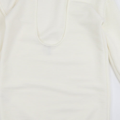 ASOS Womens White Striped  Pullover Sweatshirt Size 8  - Scoop Back