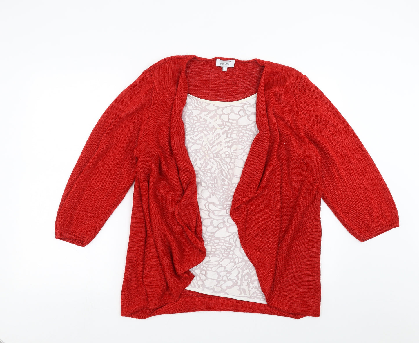 Marks and Spencer Womens Red  Knit Cardigan Jumper Size 22  - Cardigan and top all in one