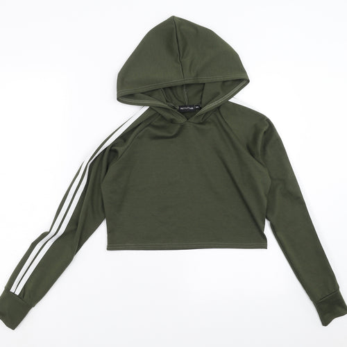 PRETTYLITTLETHING Womens Green   Pullover Hoodie Size S  - cropped