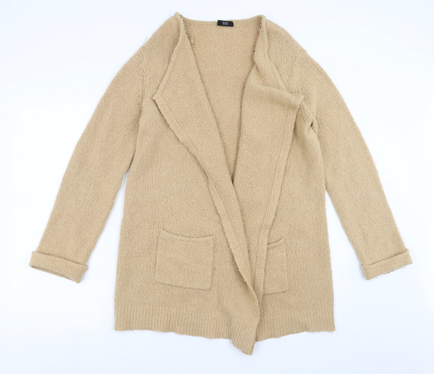 F&F Womens Beige  Knit Cardigan Jumper Size 12
