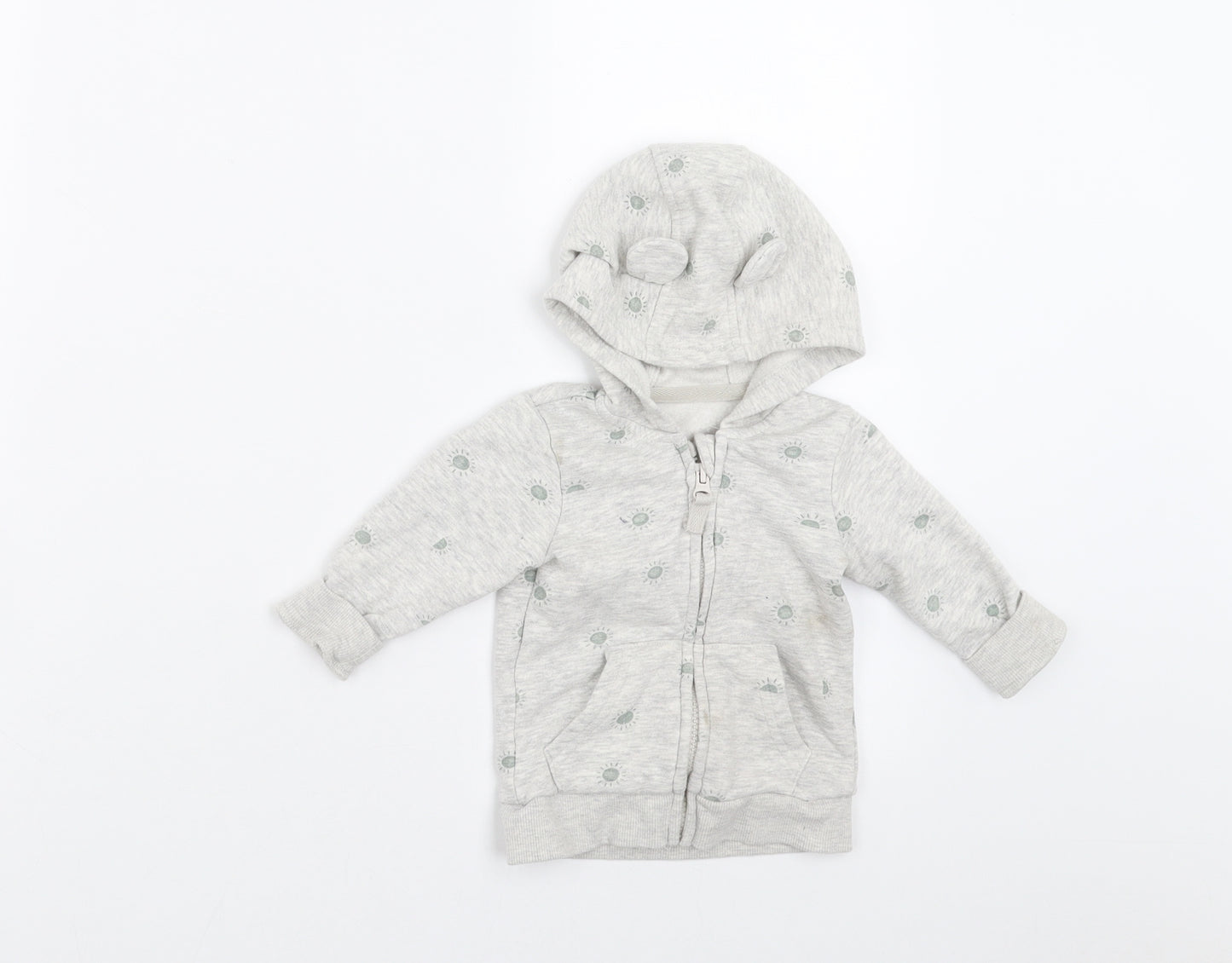 George Baby Grey   Full Zip Jumper Size 3-6 Months  - sun print